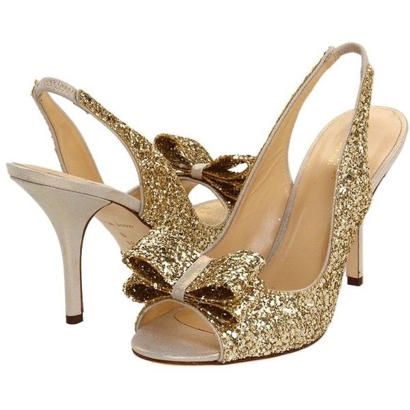 Gold Liquid Sued/ Charm Shoes - Picture 1 of 5